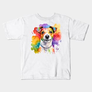 Jack Russell Terrier Watercolor Portrait Kids T-Shirt